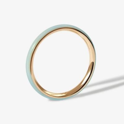Anillos dorados de esmalte rosa 18K Anillos de apilamiento de plata esterlina 925 sólido