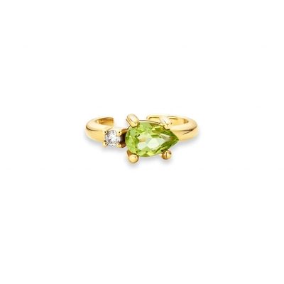 18K Oro Revestido 925 Plata Esterlina Tendencia Diseño Perra Corte Peridot CZ manguito Aretes