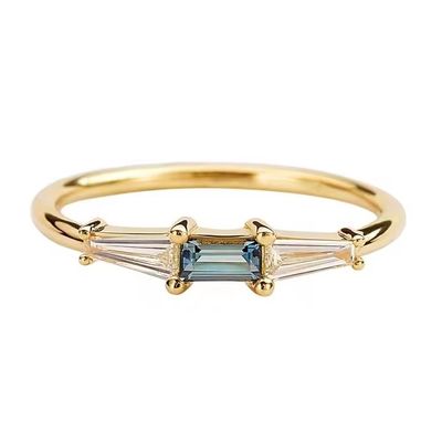 Nuevas llegadas Tres anillos de piedra CZ Blanco CZ Y Tanzanita Real S925 Plata Joyería fina 14K 18K Revestido de oro para mujeres