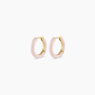 Logotipo personalizado Chunky 18K Oro Revestido Hoop color esmalte turquesa 925 plata esterlina Huggies Aretes