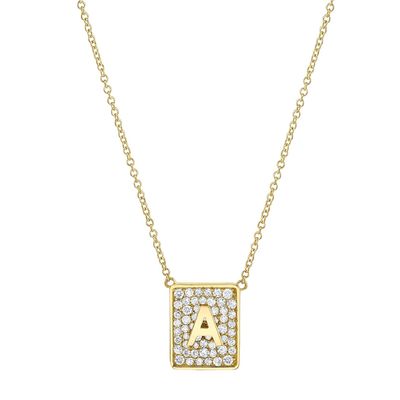 Hacer su día con 14K Oro Cuadrado Inicial Collares de piedras preciosas para mujeres regalo de San Valentín