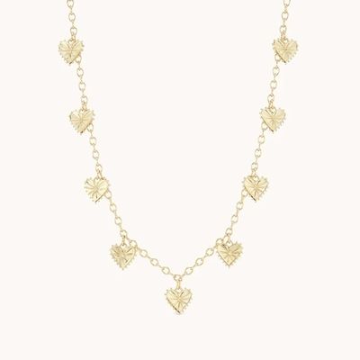 Moderno 14K Revestido de oro Moda Multi Encanto en forma de corazón Collar de latón femenino