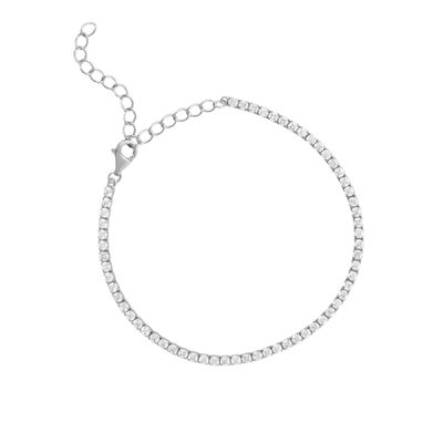 Oro blanco revestido de mayo cumpleaños Esmeralda cúbico de zircón brazalete de cadena de tenis ajustable