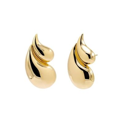 2024 Double Teardrop Fashion 18K Orecillos Revestidos con Oro y aceptación de logotipo personalizado