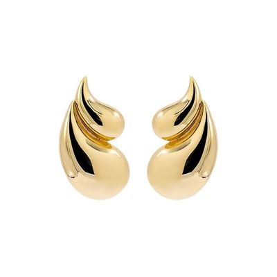 2024 Double Teardrop Fashion 18K Orecillos Revestidos con Oro y aceptación de logotipo personalizado