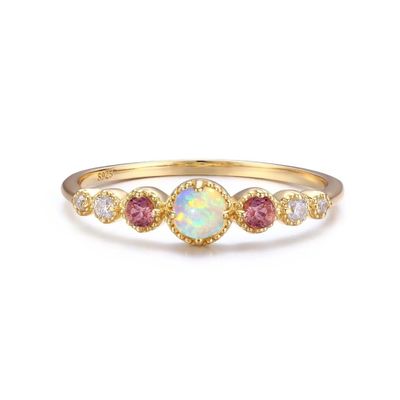 Opal y Rubí CZ 925 Plata Esterlina Anillos para Mujeres Niñas Joyería