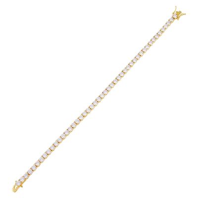 Artículo caliente 925 Plata esterlina Revestimiento de oro 3 mm cúbico Circonia Brazalete de tenis para mujeres