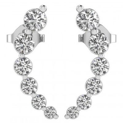 Aretes blancos cúbicos de zircón 925 de plata esterlina, de punta de oro rosa, hechos a mano