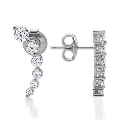 Aretes blancos cúbicos de zircón 925 de plata esterlina, de punta de oro rosa, hechos a mano