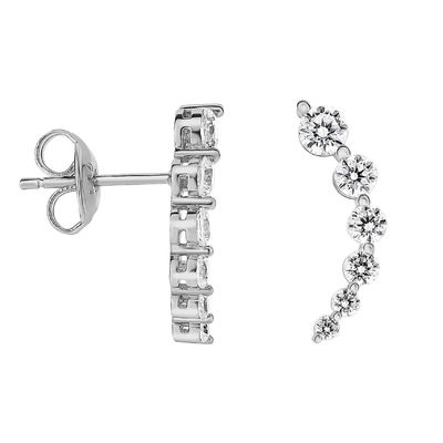 Aretes blancos cúbicos de zircón 925 de plata esterlina, de punta de oro rosa, hechos a mano