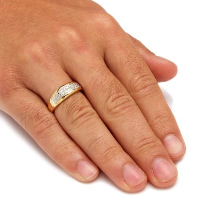 Anillo de boda de diamantes de plata / latón para hombres con diamantes pavimentados