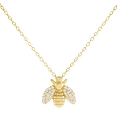 Moda 18K dorado colgante de abeja collar hecha a mano por 925 joyas de plata esterlina
