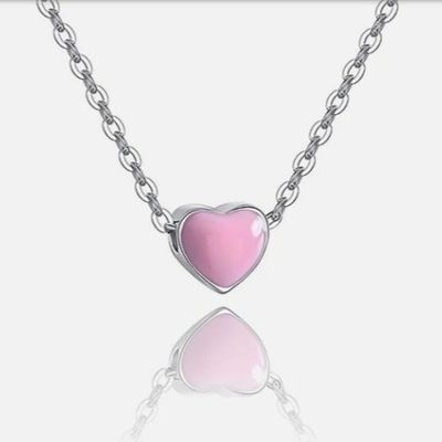 Corazón rosado pequeño recubierto de rodio colgantes de plata de 925 esterlinas de San Valentín