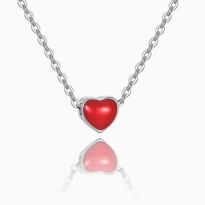 Corazón rosado pequeño recubierto de rodio colgantes de plata de 925 esterlinas de San Valentín