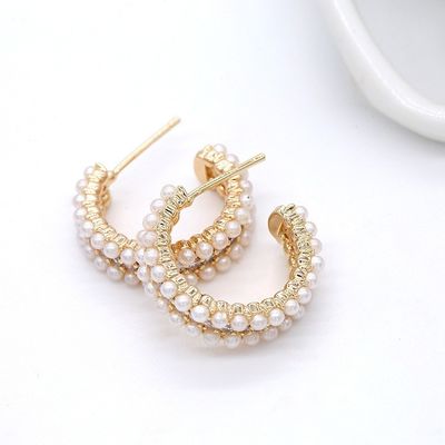 Accesorios de mujer 925 de plata esterlina aretes de aro con madre de perla claro CZ