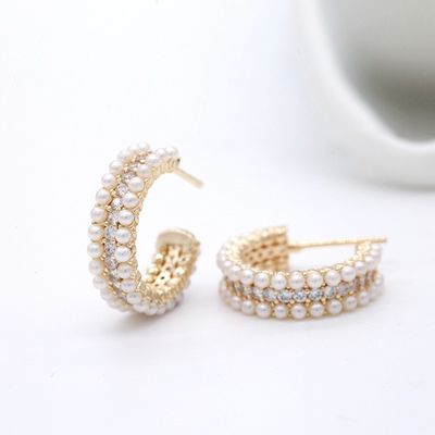 Accesorios de mujer 925 de plata esterlina aretes de aro con madre de perla claro CZ
