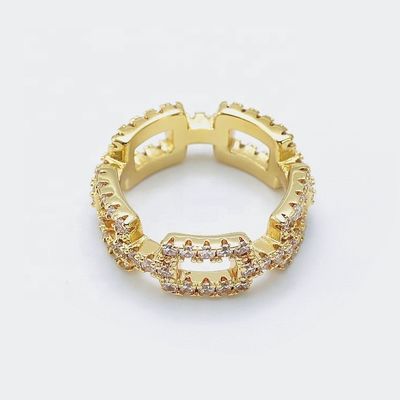 Anillos de cadena personalizados Claros CZ Real Plata Esterlina 925 Joyería para mujeres y hombres