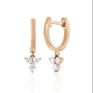 14K Oro Blossom Mini Huggie Diamante Trio Drop Los aretes de plata Joyería Material principal