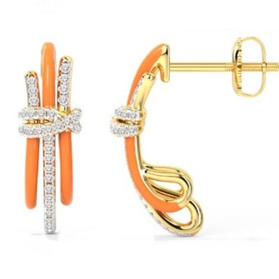 2024 Moda brasileña Enigma Los aretes de plata con epoxi naranja y blanco CZ Joyería Accesorio