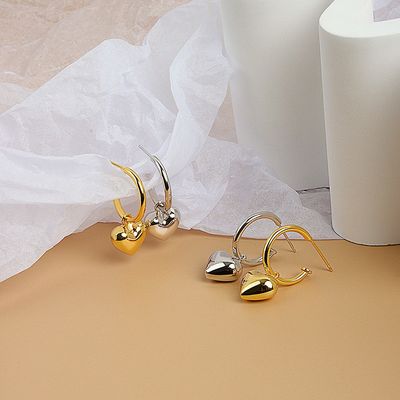925 Plata Esterlina Forma de Corazón Mujeres Chicas Aretes de aro Brasileñas Joyas Revestidas de Oro