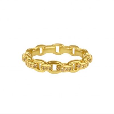 Cadena de enlace de acera 18K Oro Delicado Super Hada 925 Anillo de Plata Esterlina