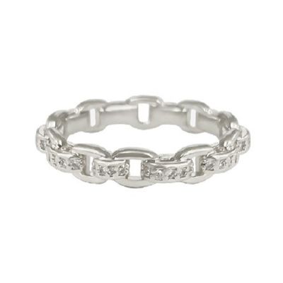 Cadena de enlace de acera 18K Oro Delicado Super Hada 925 Anillo de Plata Esterlina
