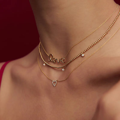 Collar de amor de plata sólida 925 14K dorada collar de amor para mujeres regalo de San Valentín