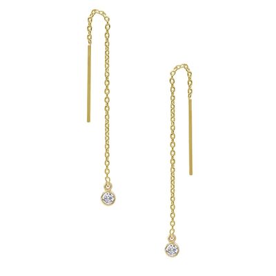 925 Plata Esterlina Simply 18K Dorado Dorado de Mujeres con Cadena de Caída de Bezel