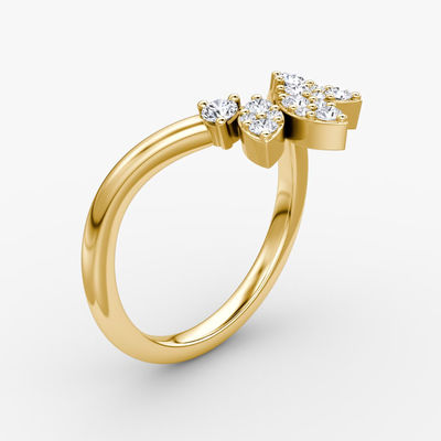 Nuevos llegados diseñan elegantes anillos de plata de 925 libras de oro de 18 quilates con coronas de pétalos