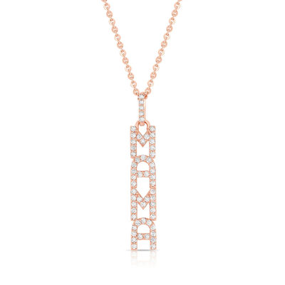 Elegante collar de plata 925 14K oro MAMA flotante collar de colgante largo