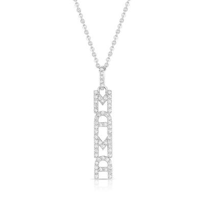 Elegante collar de plata 925 14K oro MAMA flotante collar de colgante largo