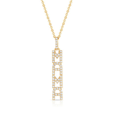 Elegante collar de plata 925 14K oro MAMA flotante collar de colgante largo