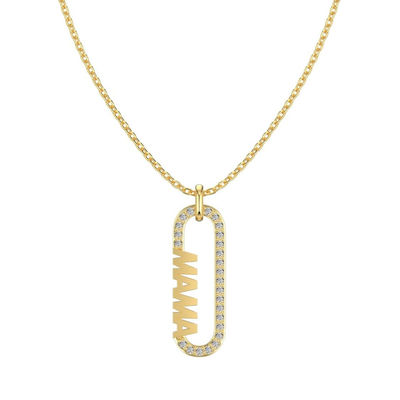 18k Oro Mamá clip colgante collar en 925 plata esterlina
