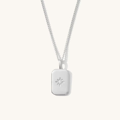 Collar de plata de ley 925 con estrella rectangular pequeña chapado en oro para niños