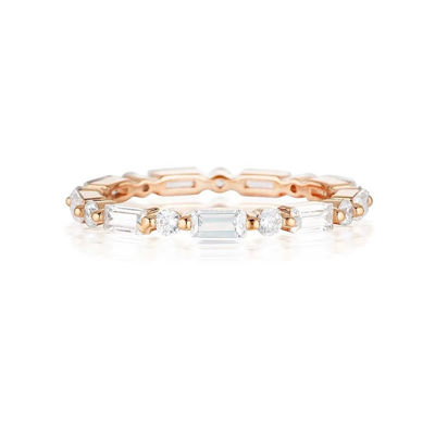 Oro de 18 carats Simple Moderno Rectangular Corte Blanco CZ 925 Plata Esterlina Anillo Eterno Femenino Regalo de Fiesta
