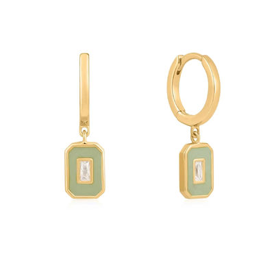 Baguette CZ Enamel Hoop Orecillos 925 Plata 18K Oro Revestido Joyería artesanal para mujeres