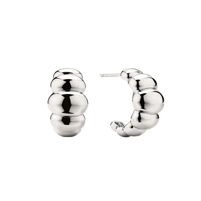 Pendientes de botón de media luna chapados en rodio y oro de 18 quilates – Elegantes pendientes de aro tipo cúpula para mujer, perfectos para el día a día y fiestas