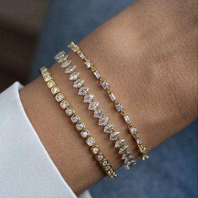 Brazalete de tenis de zircónia de 3 mm 925 Plata 14K Oro Revestido Joyería Unisex