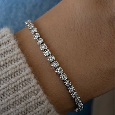 Brazalete de tenis de zircónia de 3 mm 925 Plata 14K Oro Revestido Joyería Unisex