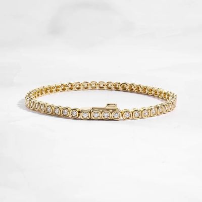 Brazalete de tenis de zircónia de 3 mm 925 Plata 14K Oro Revestido Joyería Unisex