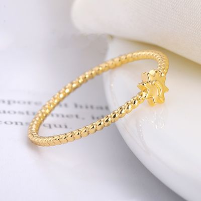 Anillo unisex de plata de ley 925 con diseño de luna y sol, chapado en oro de 18 quilates