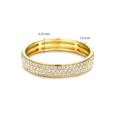 Anillo de media eternidad con circonitas cúbicas chapado en oro de 18 quilates y plata de ley 925 para mujer