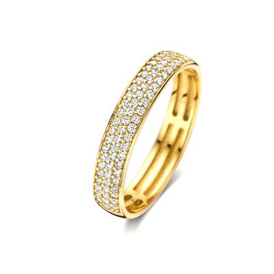 Anillo de media eternidad con circonitas cúbicas chapado en oro de 18 quilates y plata de ley 925 para mujer