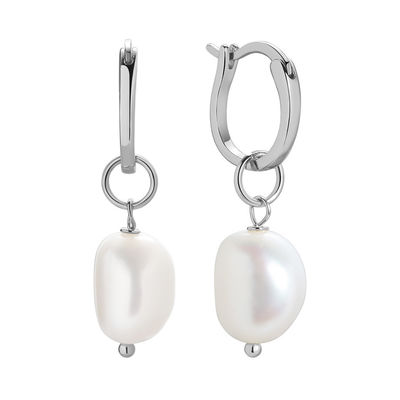 Wholesale Freshwater Pearl Hoop Earrings 925 Sterling Silver 18K Gold Plated Tarnish Free Jewelry MOQ 50 Pairs Delivery 3-7 Days