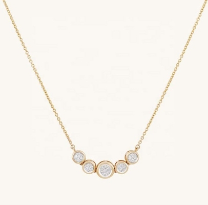 Collar de oro de rodio de 18 quilates mujer de 1,2 mm colgante de oro blanco Cz