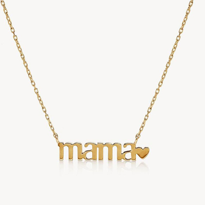 26mm 18K collar dorado collar MAMA corazón para el día de las damas