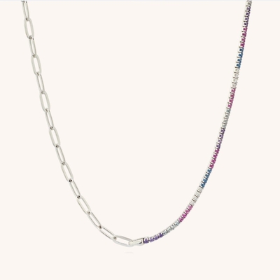 Collar de arco iris CZ Collar de tenis Brazalete y collar de cadena