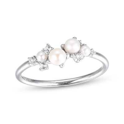Anillos de compromiso de plata blanca CZ apilables 925 tamaño 3-10 anillos de compromiso de perlas