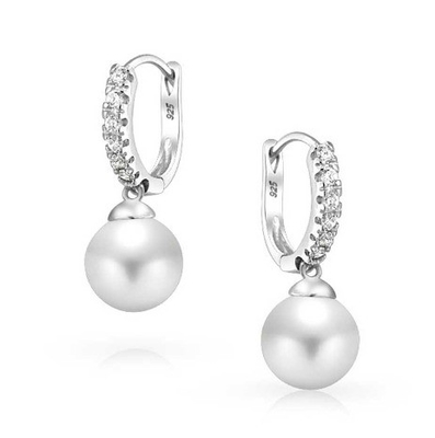 10MM Perlas cúbicas de zirconia Dangle Orecillos OEM CZ Dangle Drop Orecillos