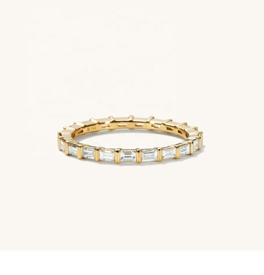 Anillo blanco CZ 925 de plata esterlina Baguette Eternidad Anillo de banda